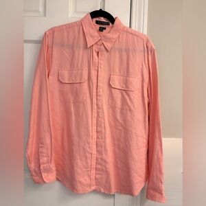 Lauren Ralph Lauren Coral Linen Button-Up Shirt